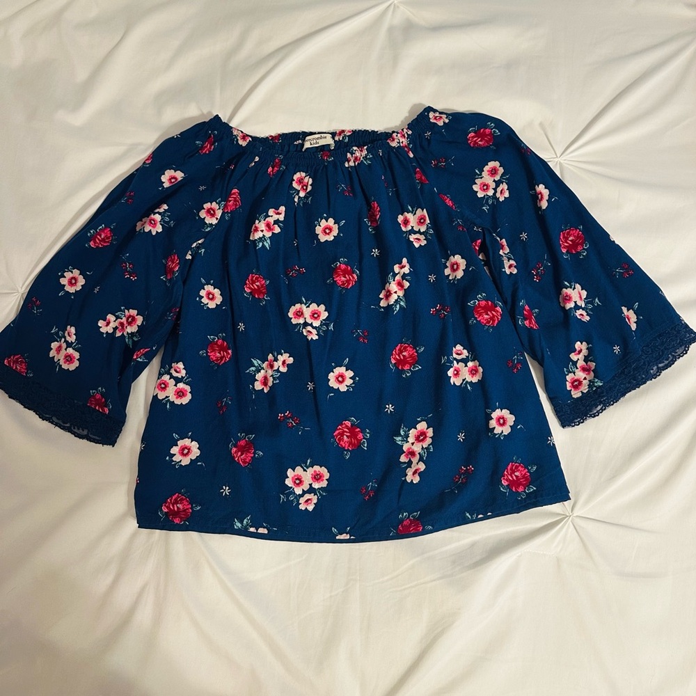 Abercrombie Kids Girls Floral Blouse Navy 15/16